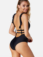 Wholesale V-Neck Sleeveless Backless Bodycon One-Pieces Swimsuit