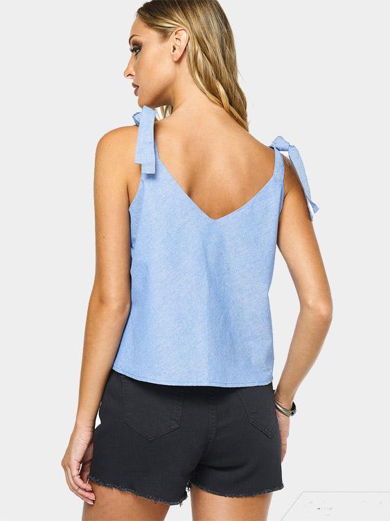 NEW FEELING Womens Light Blue Camis