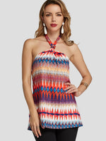 Wholesale Halter Geometrical Backless Self-Tie Sleeveless Camis