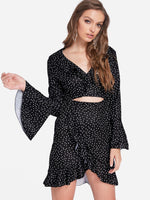 OEM Ladies Black V-Neck Dresses