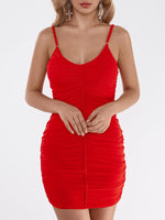 OEM Ladies Red V-Neck Dresses