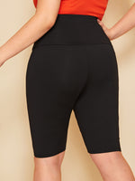 Plus Wide Band Waist Biker Shorts