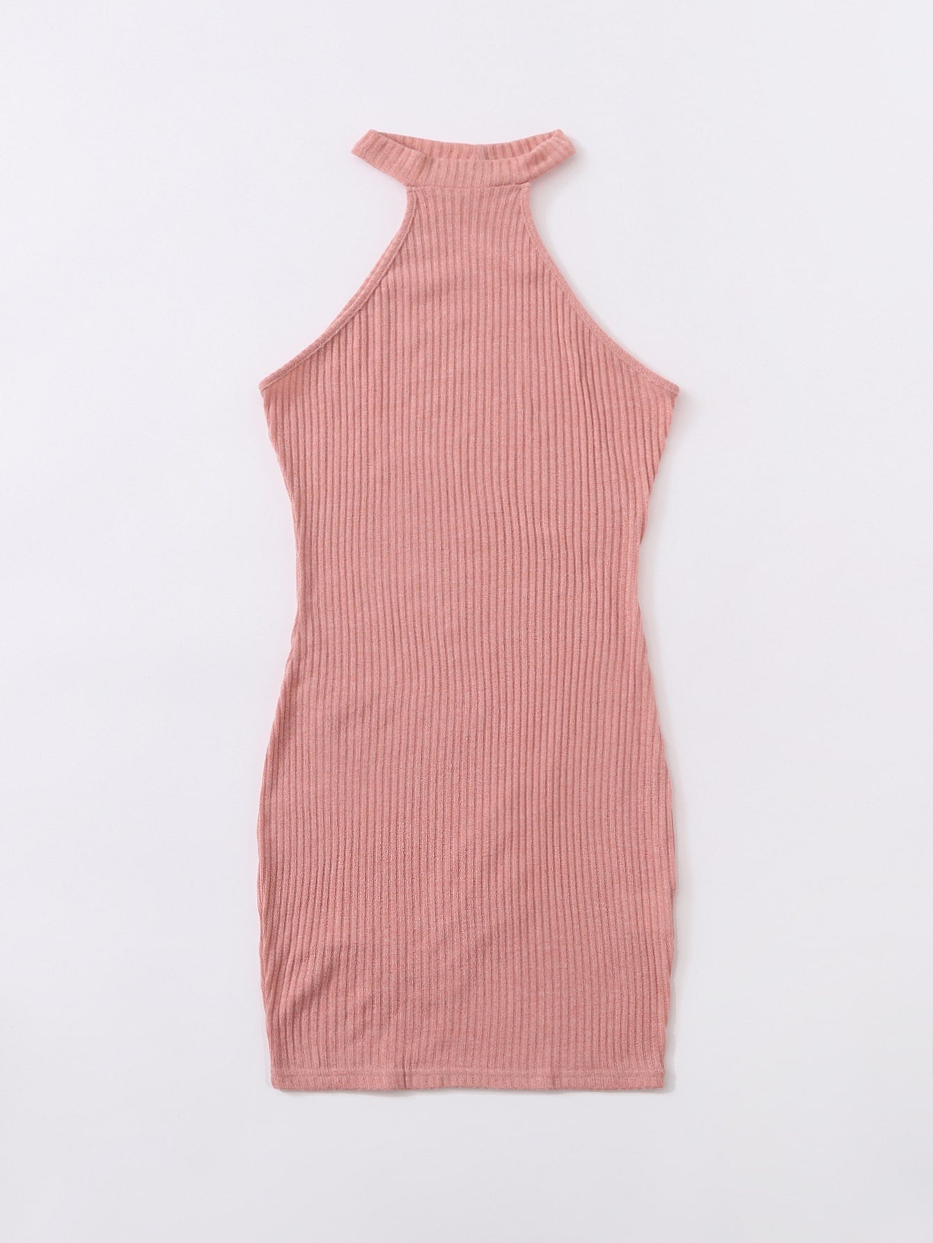 Rib-knit Halterneck Bodycon Dress