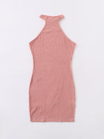 Rib-knit Halterneck Bodycon Dress