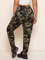 Plus Knot Elastic Waist Camo Pants