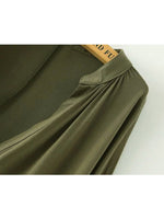 OEM Ladies Green V-Neck Dresses