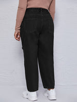 Plus Chain Detail Ripped Mom Jeans