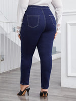 Plus High Stretch Pocket Patched Skinny Jeans