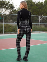 Pocket Detail Plaid Pinafore Jumpsuit Without Top