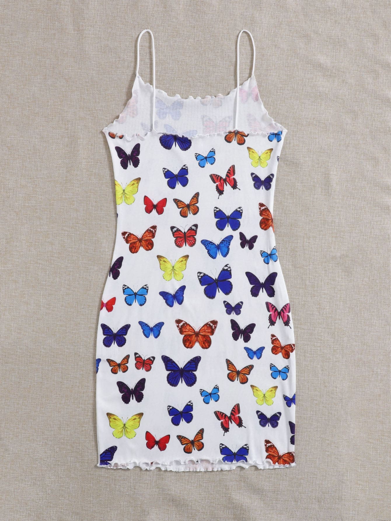 Lettuce Edge Allover Butterfly Bodycon Dress