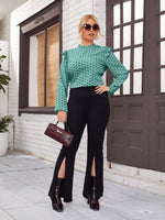 Plus Polka Dot Frill Neck Ruffle Blouse