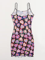 Lettuce Edge Allover Heart Bodycon Dress