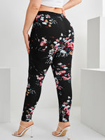 Plus Knot Waist Floral Print Pants
