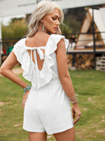 Tie Back Ruffle Trim Romper