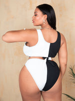 Plus Two Tone Crisscross Bikini Swimsuit