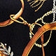 Chain Print Belted Short Sleeve Notched Straight Natural Mini Dress