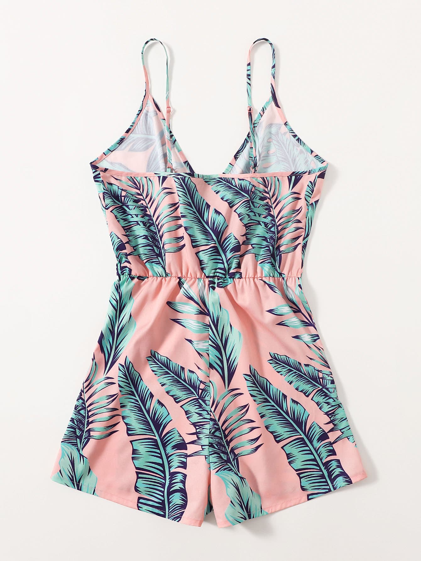 Wrap Detail Tropical Print Cami Romper