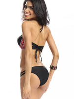 Custom Black Fringe Bikini Top Push Up
