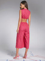 Tie Front Cutout Back Jumpsuit