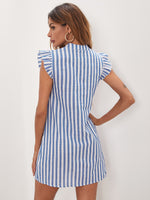 Ruffle Armhole Striped Tunic Dress Without Belt