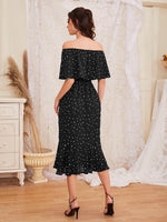 Heart Print Off Shoulder Dress