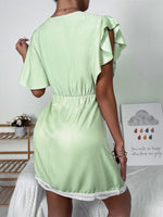Butterfly Sleeve Contrast Lace Detail Dress