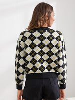 Argyle Pattern Button Through Cardigan