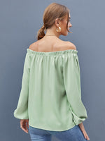 Off Shoulder Frill Trim Blouse