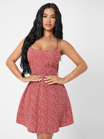 Tie Backless Allover Plants Cami Dress