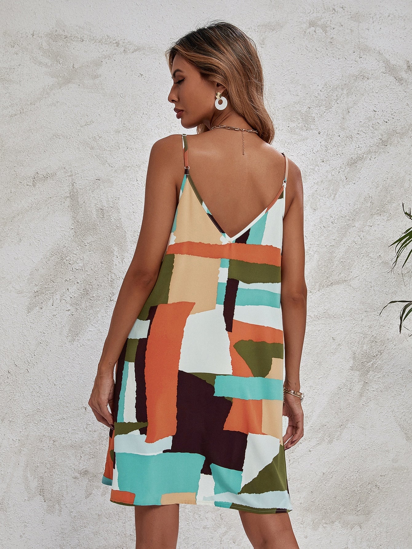 Patchwork V-Neck Cami Dress