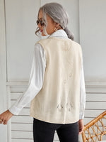 Pointelle Knit Vest Cardigan Without Blouse