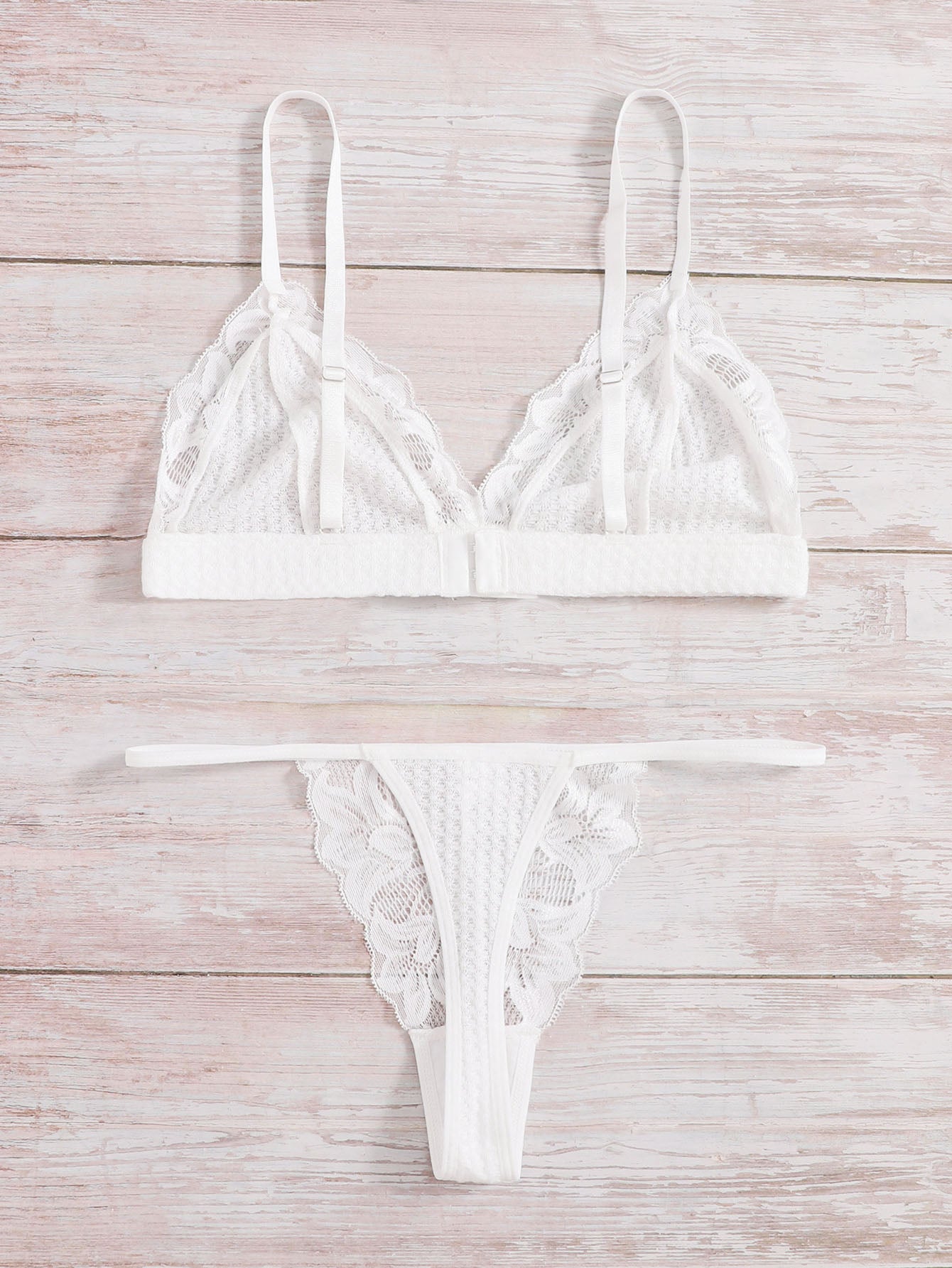 Solid Contrast Lace Lingerie Set