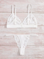 Solid Contrast Lace Lingerie Set