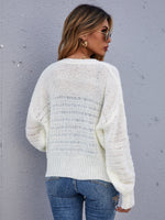 Drop Shoulder Pointelle Knit Cardigan