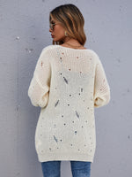 Ripped Drop Shoulder Open Front Cardigan