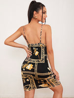 Baroque Print Bodycon Dress