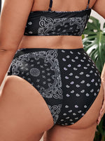 Plus Paisley Print High Waisted Bikini Bottom