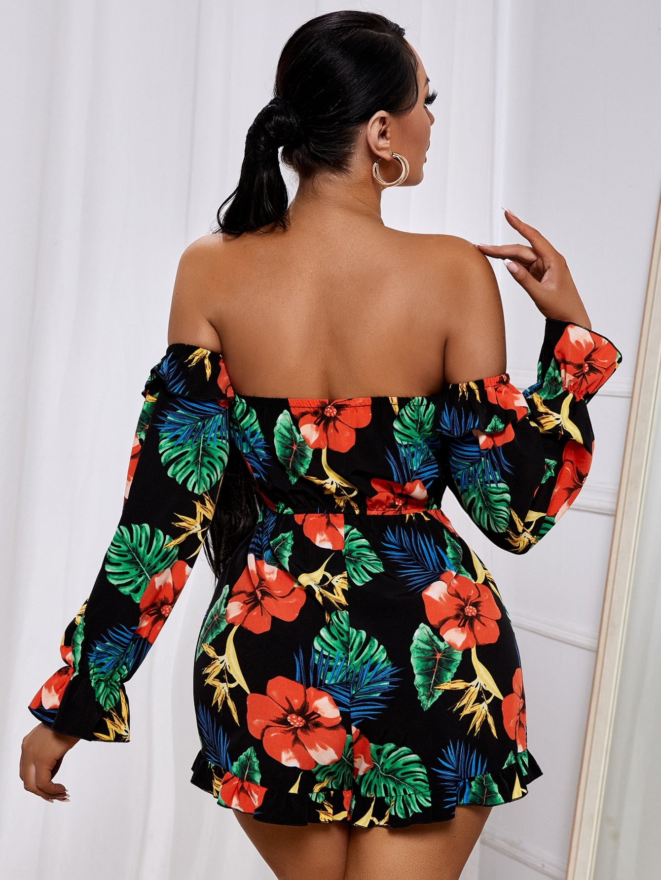 Floral Print Off The Shoulder Jumpsuit
