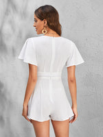 Butterfly Sleeve Belted Romper