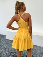 Joyfunear Solid Ruffle Hem A-Line Dress