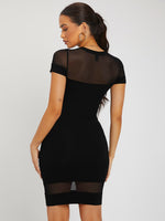 Sheer Mesh Yoke Bodycon Dress