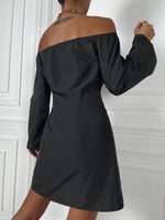 Off Shoulder Single Breasted Split Sleeve Fitted Dress
