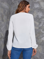 Contrast Guipure Lace Lantern Sleeve Blouse