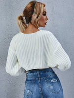 Batwing Sleeve Rib-knit Crop Cardigan