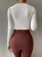 Lace Detail Crop Ribbed Knit Tee