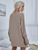 Drop Shoulder Solid Sweater Dress Without Knit