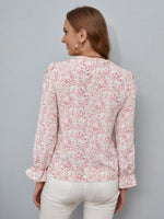 Floral Flounce Trim Blouse