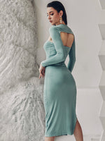 Cut Out Twist Front Split Thigh Dress