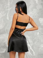 Satin Floral Lace Cami Slip Dress