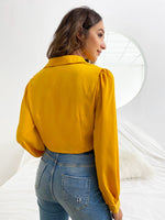 Guipure Lace Cuff Crop Blouse